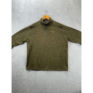 Eddie Bauer Shirt Mens 2XL Green Fleece Quarter Zip Pullover Long Sleeve Logo‎